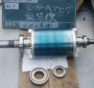 Cooling tower motor after maintenance — fully restored